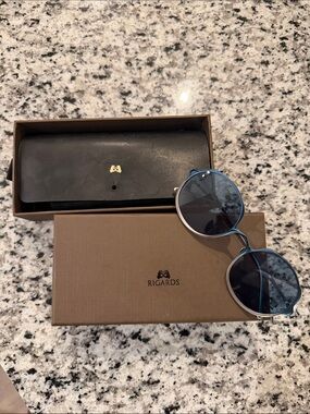 Blue Metal Round Women's Sunglasses